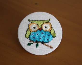 Owl Cross Stitch Badge