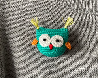 Crochet Owl Brooch