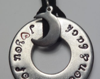 Hand stamped Stainless Steel I love you to the moon & back necklace~ Your color choice