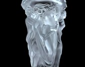 Stunning Bohemian Art Deco Clear Frosted Glass Large Vase Centerpiece Nude Decor 1930 39 H. Hoffmann