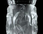 Glamorous Bohemian Art Deco Nude Figural Satin Glass Vase H.Hoffmann