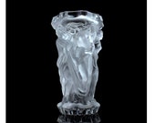 Stunning Bohemian Art Deco Clear Frosted Glass Large Vase Centerpiece Nude Decor 1930 39 H. Hoffmann