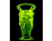 Art Deco Bohemian Vaseline Glass Large Vase Heinrich Hoffmann