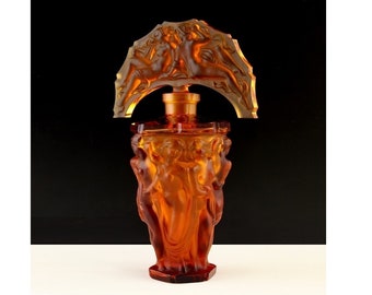 Art Deco Amber Glass Collectible Perfume Bottle 1930s H.Hoffmann