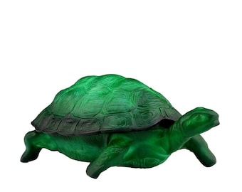 Art Deco Malachite Glass Turtle Bowl: H.Hoffmann Trinket Dish