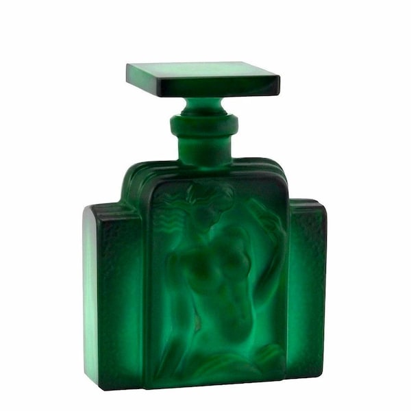 Art Deco Perfume Bottle 1930's H. Hoffmann Collectible Malachite Glass
