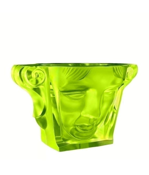 Art Deco Vaseline Uran Frostglas Große Schale 1930' H.Hoffmann