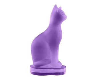 Glamorous French Art Deco 1930&#39;s H.Hoffmann Alexandrite Art Glass | Paperweight | Figurine | Glassblowing Sculpture | Large Cat