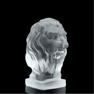 Art Deco Car Mascot Sculpture ' Head Lion ' Hood Ornament 1930' H.Hoffmann • Lion Animal Paperweight Glass • Lion Collectible Art Glass