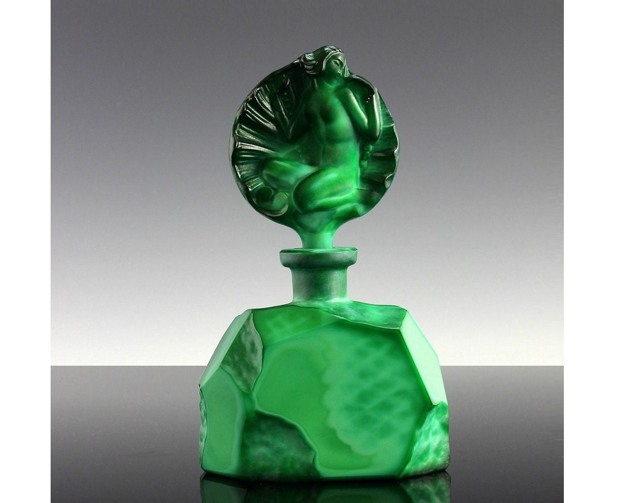 Art Deco Perfume 1930's H.Hoffmann Perfume Bottle | Art Glass Perfume Bottle | Collectible Perfume Bottle | Stopper Mermaid