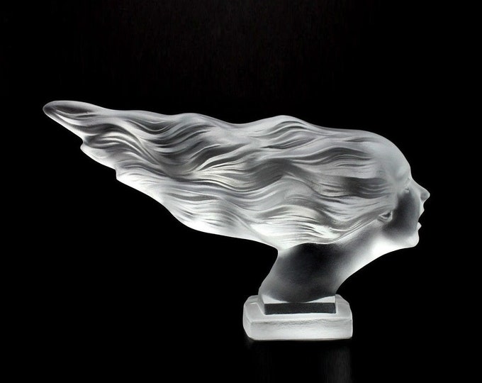 Art Deco Glass Sculpture Speed Girl Hood Ornament Car Mascot Figurine