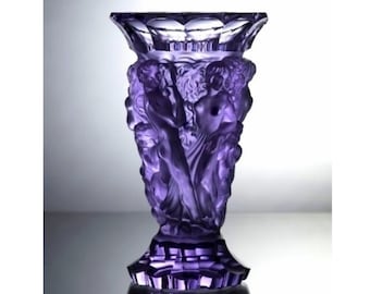 Art Deco Alexandrite Glass Vase, Large H. Hoffmann Collectible, 1930s