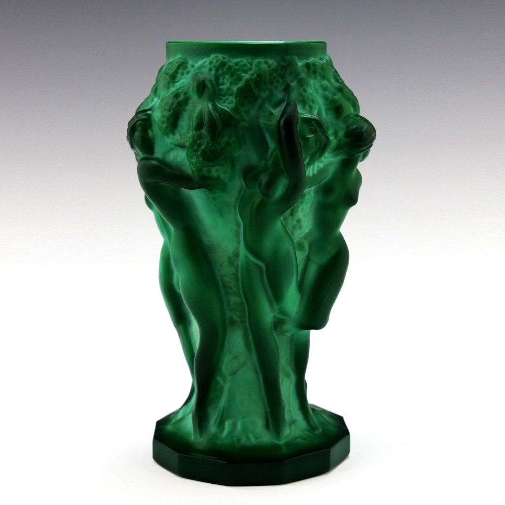 Art Deco Malachite Art Glass Vase 1930' H. Hoffmann