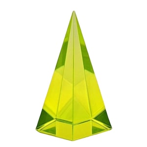 Art Deco Pyramid Cut Uranium Glass • Yellow • Collectible Uranium Glass • Uranium Glass Figurine • Uranium Glass