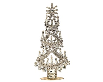 8'' grote vintage kristalheldere kunstglazen kerstboom • Decoratie voor de feestdagen