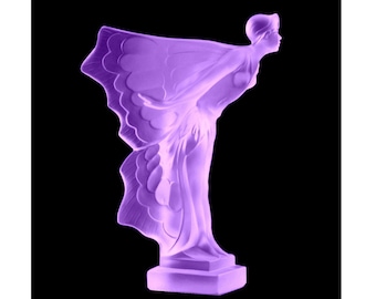 Art Deco Hood Ornament Rolls Royce &#39; Flying Lady &#39; 1930&#39; H.Hoffmann Alexandrite Art Glass Sculpture 1930&#39; H.Hoffmann