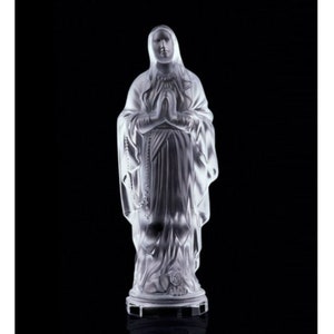 Glamorous France Art Deco 1930&#39; Glass Statue &#39; Virgin Mary &#39; Large Figurine