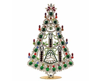 8,5'' groot woondecoratie • Vintage glazen kerstboom