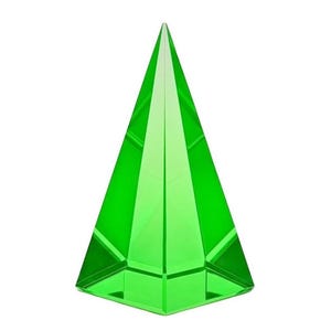 Art Deco Pyramid Cut Uranium Glass • Green • Collectible Uranium Glass • Uranium Glass Figurine • Uranium Glass