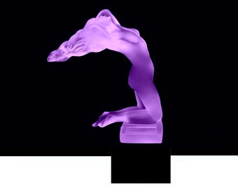 Art Deco Alexandrite Glass Sculpture: H.Hoffmann Chrysis Hood Ornament