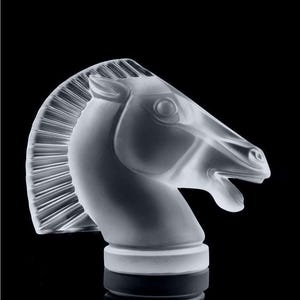 Art Deco Frosted Glass Horse Figurine: Longchamp Car Mascot, H. Hoffmann 1930s