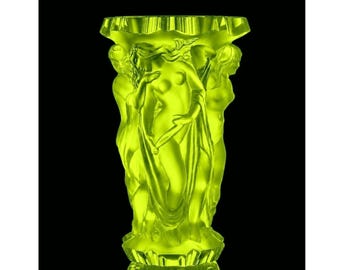Uranium Glass Art Deco Bacchantes Vase H. Hoffmann 1930s