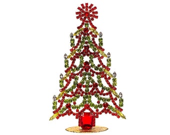 Christmas Tree • Vintage Czechoslovakian Rhinestones • Ornaments • Personalized Gift • Family Gift