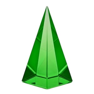 Art Deco Pyramid Cut Uranium Glass • Dark Green • Collectible Uranium Glass • Uranium Glass Figurine • Uranium Glass