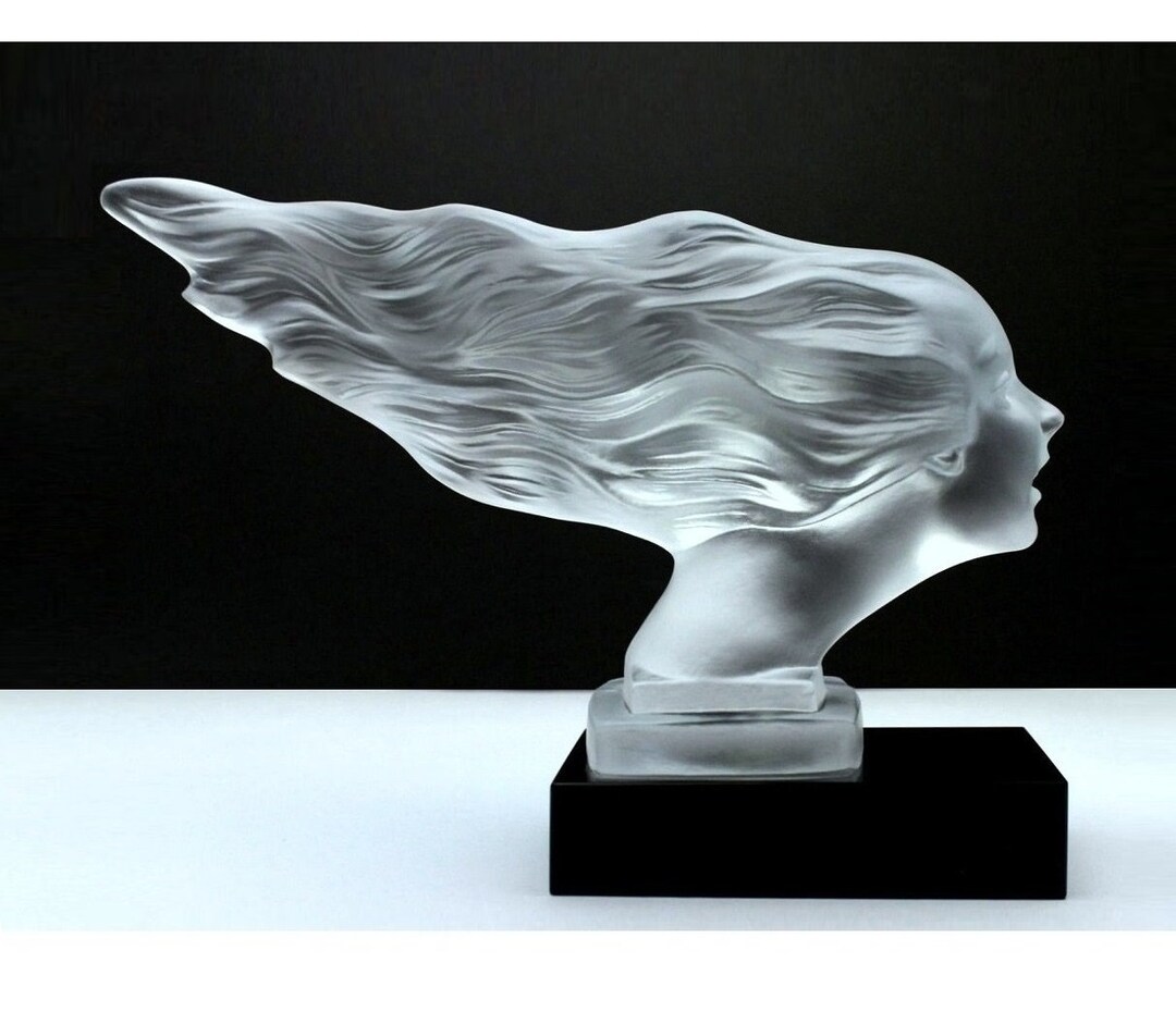 Art Deco Glass Car Mascot Figurine ' Speed Girl ' Hood Ornament 1930' H