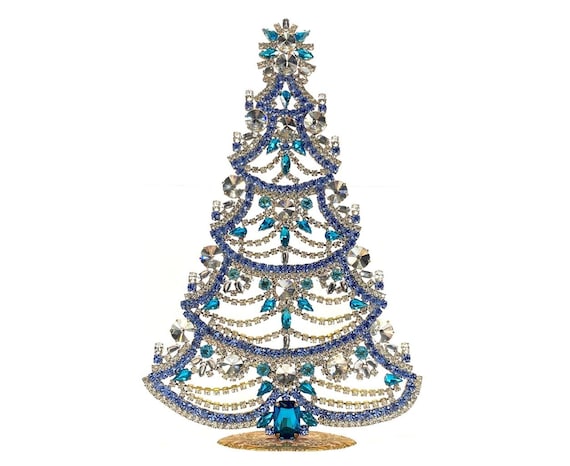 特大 チェコラインストーン クリスマスツリー 特大⁄ビンテージ⁄Bijoux刻印付⁄チェコガラス⁄クリスマスツリー⁄P423