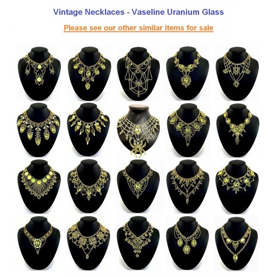 Art Deco • Vintage • Necklace • Vaseline Glass Je… - image 4