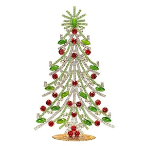 Large Christmas Tree  • Vintage • Czechoslovakian Rhinestones • Ornaments • Personalized • Gift • Handmade • Glass • Christmas Trees