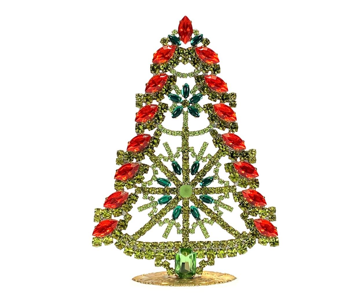 大きなヴィンテージチェコガラスラインストーンクリスマスツリー