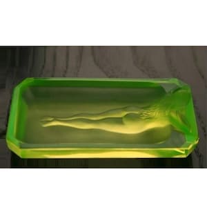 Glamorös Art Deco Vaselin Uran Glasskål 1930' H.Hoffmann