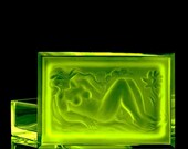 Art Deco 1930 39 Vaseline Glass Bowl Jewelry Nude Trinket Box H. Hoffmann Gift for Her, Gift for Girlfriend, Birthday Wife, Birthday Mom