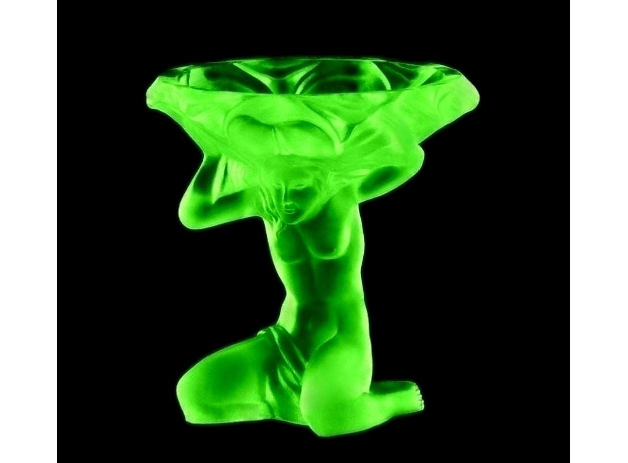Art Deco Green Uranium Glass Bowl 1930's H.Hoffmann • Jewelry • Glassblowing • Green Uranium Glass Figurine