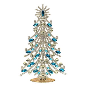Vintage Rhinestone Christmas Tree: Czechoslovakian Ornament, Holiday Decor