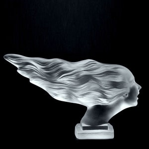Art Deco Bohemian Art Glass &#39; Speed Girl &#39; Sculpture 1930&#39; H.Hoffmann Mascotte Automobile | Vintage Automobilia | Hood Ornament For Cars