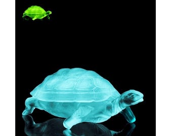 Art Deco Blue Uranium Glass Turtle Trinket Dish 1930' H. Hoffmann, Turquoise Jewelry Box