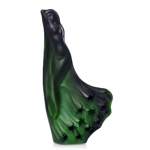 Art Deco Malachite Glass Sculpture: H. Hoffmann &#39;Girl in the Stars&#39; 1930s