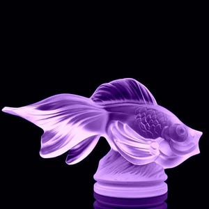 Art Deco Alexandrite Glass Fish Figurine: H. Hoffmann, 1930s Sculpture