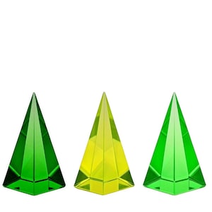 3 Pyramids Collectible Glass • Green • Yellow • Light Green • Vaseline Uranium Glass Paperweights