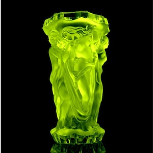 Art Deco Uranium Glass Vase 1930&#39; H.Hoffmann | Art Glass | Collectible Glass Vase | Uranium Glass Vase