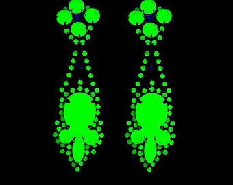 Boucles d'oreilles vintage en verre d'uranium