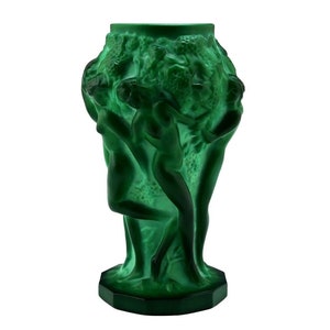 Art Deco Malachite Art Glass Vase 1930' H. Hoffmann • Collectible Glass Vase • Collectible Glass