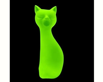 アールデコ ウランガラス 猫の置物 1930年代 H.ホフマン ヴァセリン