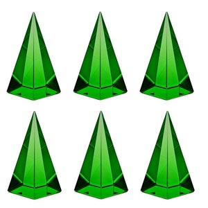 Paperweights 6 Pyramids Collectible &#39; GREEN &#39; Glass Czech Uranium Vaseline Glass