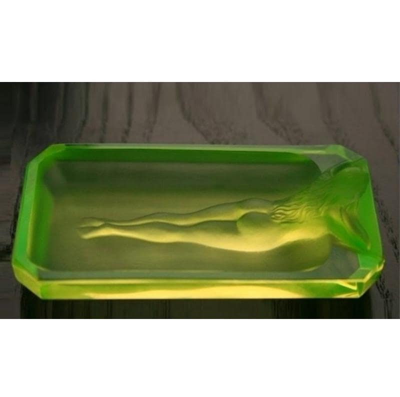 Art Deco Yellow Vaseline Uranium Glass Bowl Lady Jewelry Box 1930' H.Hoffmann/ gift for him, personalized gifts, gift for her