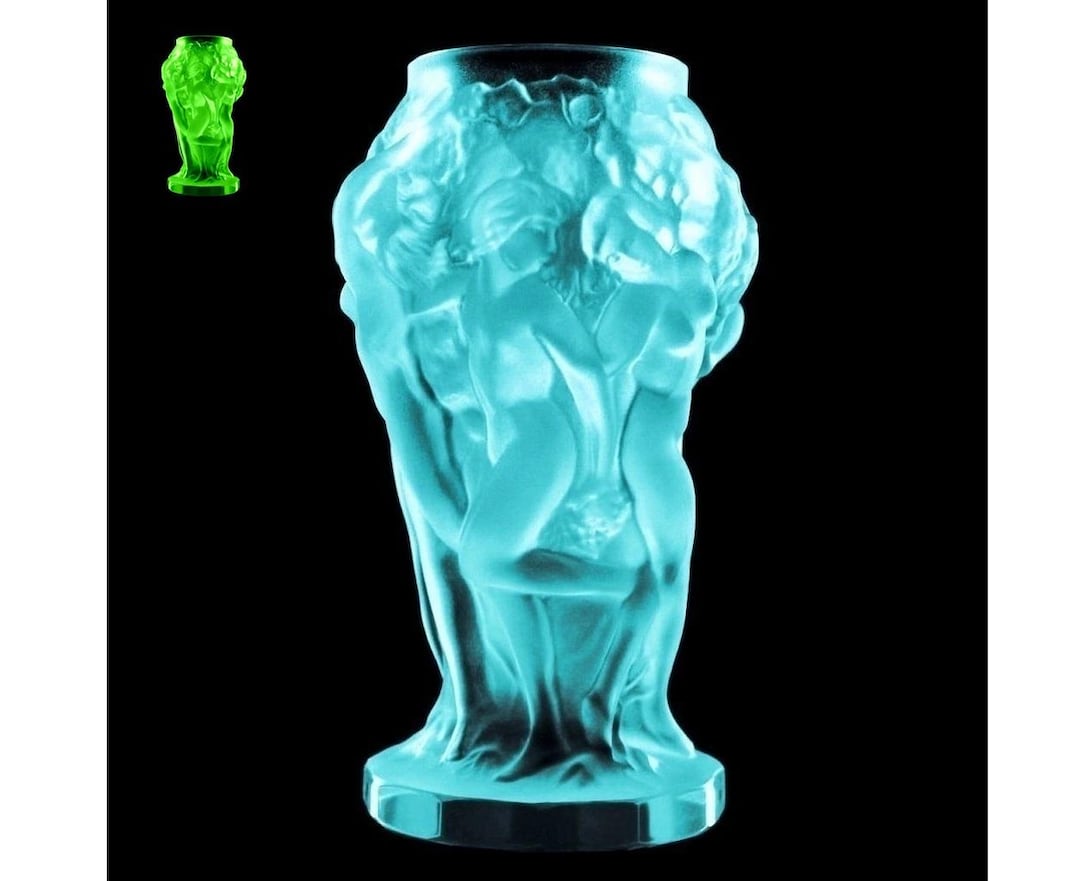 Art Deco Blue Uranium Glass Vase 1930s H. Hoffmann - Etsy Australia