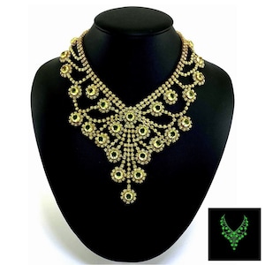 Art Deco Vaseline Uranium Glass • Vintage • Necklace Jewelry